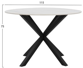 ΤΡΑΠΕΖΙ ΤΡΑΠΕΖΑΡΙΑΣ ΣΤΡΟΓΓΥΛΟ SYNTEC  SINTERED STONE ΛΕΥΚΟ ΜΕΤΑΛ.ΠΟΔΙΑ Φ115x75Y εκ.