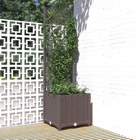 vidaXL Ζαρντινιέρα Κήπου με Καφασωτό Καφέ 40 x 40 x 136 εκ. από PP