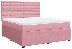 vidaXL Κρεβάτι Boxspring με Στρώμα Ροζ 180x200 εκ. Βελούδινο