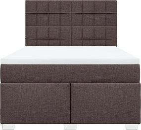 vidaXL Κρεβάτι Boxspring με Στρώμα Σκούρο Καφέ 140x190 εκ. Υφασμάτινο