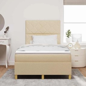 vidaXL Κρεβάτι Κουτιού με Στρώμα Κρεμ 120x200 cm Υφασμα