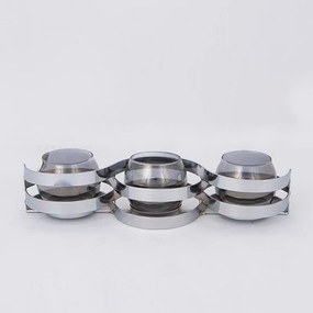 Κηροπήγιο Ρεσώ Μεταλλικό Με Γυαλί 752-24038 33.5x10x8cm Grey-Chrome Estheti Home Μέταλλο,Γυαλί