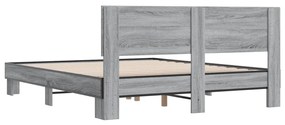 vidaXL Πλαίσιο Κρεβατιού Γκρι Sonoma 160x200 εκ. Επεξ. Ξύλο & Μέταλλο