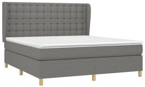 vidaXL Κρεβάτι Boxspring με Στρώμα Σκούρο Γκρι 160x200 εκ Υφασμάτινο