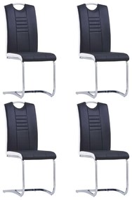 Καρέκλες Τραπεζαρίας «Πρόβολος» 4 τεμ. Μαύρες Συνθετικό Δέρμα