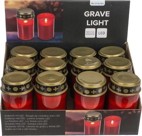 Κερί Αφιέρωσης Με LED Κόκκινο/Χρυσό Πλαστικό 7x12.5cm Μπαταρίας