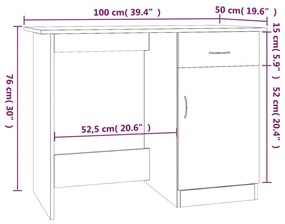 Γραφείο Καφέ Δρυς 100x50x76 εκ. από Επεξεργασμένο Ξύλο - Καφέ