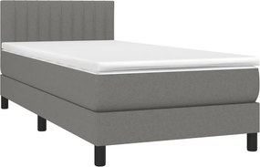 vidaXL Κρεβάτι Boxspring με Στρώμα &amp; LED Σκ.Γκρι 80x200 εκ. Υφασμάτινο