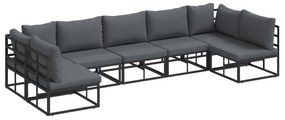 vidaXL Σετ Καναπέ Κήπου 7 pcs Μαύρο 353 x 141.5 x 71 εκ Αλουμίνιο