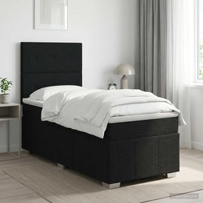 vidaXL Κρεβάτι box spring με στρώμα Μαύρο 90 x 200 cm Ύφασμα