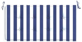 vidaXL Μαξιλάρι Πάγκου Κήπου Μπλε&Λευκό Ριγέ 120x50x4 εκ.Ύφασμα Oxford