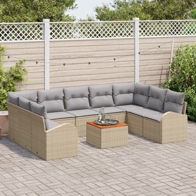vidaXL Σετ Καναπέ Κήπου 10 pcs Μπεζ, ανοιχτό γκρι Μεγάλο