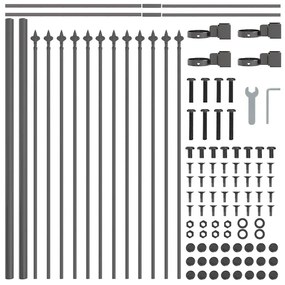 vidaXL Πλαίσιο Κήπου  με Κορυφή Λεπίδας - Γκρι, 11.9 x 0.6 μ, Χάλυβας