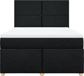 vidaXL Κρεβάτι Boxspring με Στρώμα Μαύρο 140x200 εκ. Υφασμάτινο