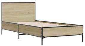 vidaXL Πλαίσιο Κρεβατιού Sonoma Δρυς 90 x 190 εκ. Επεξ. Ξύλο &amp; Μέταλλο