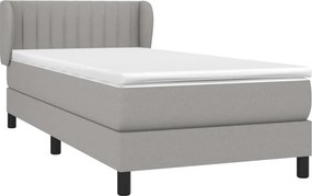 vidaXL Κρεβάτι Boxspring με Στρώμα Ανοιχτό Γκρι 100x200 εκ. Υφασμάτινο