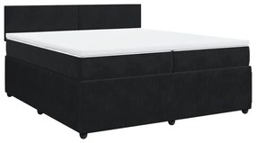 vidaXL Κρεβάτι Boxspring με Στρώμα Μαύρο 200x200 εκ. Βελούδινο