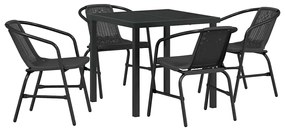vidaXL Σέτ φαγητού για κήπο 5 pcs Μαύρο Πολυ ράταν