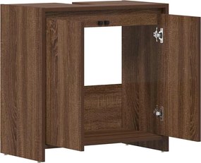 vidaXL Ντουλάπι Μπάνιου Καφέ Δρυς 60x33x61 εκ. από Επεξεργασμένο Ξύλο