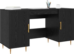 vidaXL Γραφείο με ράφι Μαύρη δρυς 140 x 50 x 75 εκ. Επεξεργασμένο ξύλο