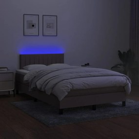 vidaXL Κρεβάτι Boxspring με Στρώμα &amp; LED Taupe 120x190 εκ. Υφασμάτινο