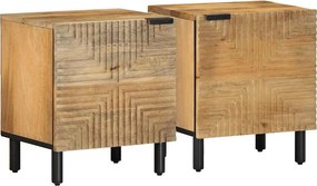vidaXL Κομοδίνα 2 τεμάχια καφέ 40x33x46 cm από μασίφ ξύλο Mango