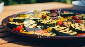 Σετ των 2 Intra Συλλεκτικό Ξύλινο Παζλ Plywood 4mm - Πιάτο με ψητά λαχανικά με ψωμί και φλιτζάνι Σε Ξύλινο Κουτί - Διαστάσεις: 10x10 cm – 25 κομμάτια