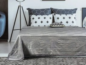 Beauty Home Κουβέρτα ζακάρ Art 1348 με δαντέλα υπέρδιπλη σε 4 χρώματα  230x250  Smoke