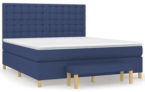 Κρεβάτι Boxspring με Στρώμα Μπλε 160x200 εκ. Υφασμάτινο - Μπλε