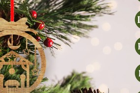 Σετ των 2 Intra απο ξύλο plywood  Χρώμα wenge 3mm-4mm πάχος - Στολίδι Χριστουγεννιάτικου Δέντρου Δίασταση 6x6 cm INTRAFABR-76152425