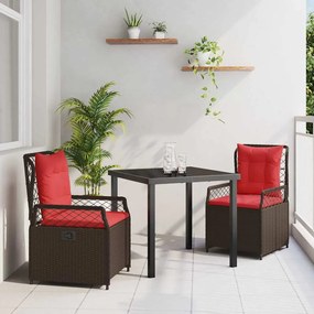 vidaXL Σέτ φαγητού για κήπο 3 pcs Καφέ συνθετικό ρατάν