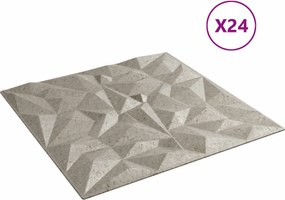 vidaXL Πάνελ τοίχου 24 pcs Αμέθυστος Μπετόν 50 x 50 cm Φελιζόλ XPS