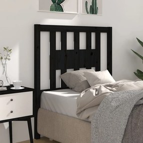 vidaXL Κεφαλάρι Μαύρο 81 x 4 x 100 εκ. από Μασίφ Ξύλο Πεύκου