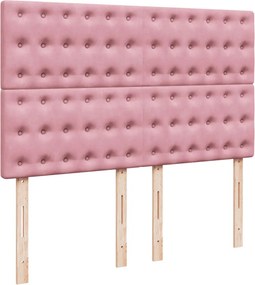 vidaXL Κρεβάτι Boxspring με Στρώμα Ροζ 160x200 εκ. Βελούδινο