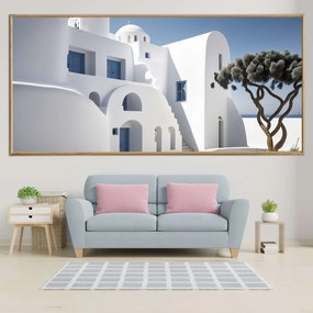 Πίνακας σε Plexiglass με Θέμα &#8220;Παραδοσιακή Ελληνική αρχιτεκτονική&#8221; σε ξύλινη Κορνίζα - 80cmx50cm