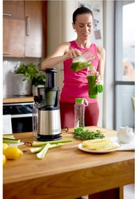 Αποχυμωτής Slow juicer Russell Hobbs 25170-56, 150 W, 3 κόσκινα, 0,7 l, Αντίστροφη κίνηση, Ψυχρή έκθλιψη, Inox/μαύρο