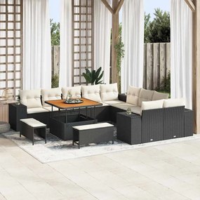 vidaXL Σετ Καναπέ Κήπου Ρυθμιζόμενο ύψος 13 pcs Μαύρο συνθετικό ρατάν