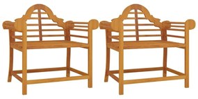 Καρέκλες Κήπου 2 τεμ. 91 x 62 x 94 εκ. από Μασίφ Ξύλο Teak - Καφέ