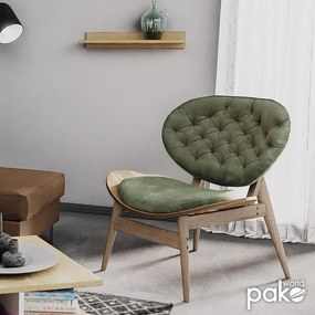 Πολυθρόνα relax Udalle μασίφ ξύλο καρυδί-βελούδο λαδί 77x70x82εκ 77x70x82 εκ.