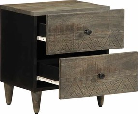 vidaXL κομοδίνο ντουλάπι ανοιχτό γκρι 40x33x46 cm μασίφ ξύλο Mango