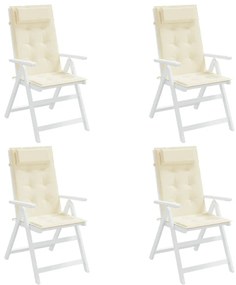 vidaXL Μαξιλάρια Καρέκλας με Πλάτη 4 τεμ. Κρεμ από Ύφασμα Oxford