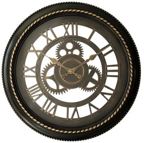 Ρολόι τοίχου Ferm Inart σε μαύρη αντικέ και χρυσή απόχρωση Φ61x6εκ 61x61x6 εκ.