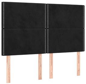 vidaXL Κρεβάτι Boxspring με Στρώμα &amp; LED Μαύρο 140x200 εκ. Βελούδινο
