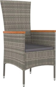 vidaXL Σετ Τραπεζαρίας Κήπου 7 τεμ. Γκρι Συνθ. Ρατάν με Μαξιλάρια