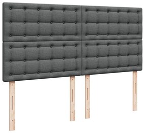 Κρεβάτι Boxspring με Στρώμα Σκούρο Γκρι 180x200 εκ Υφασμάτιν - Γκρι