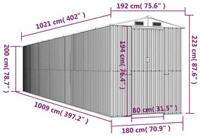 Αποθήκη Κήπου Ανοιχτό καφέ 192x1021x223 εκ. Γαλβανισμένο Ατσάλι - Καφέ