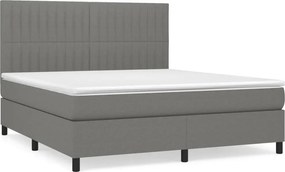vidaXL Κρεβάτι Boxspring με Στρώμα Σκούρο Γκρι 160x200 εκ Υφασμάτινο