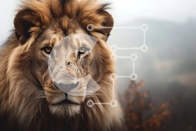Intra Συλλεκτικό Ξύλινο Παζλ Plywood  4mm - Majestic Lion στο φυσικό περιβάλλον Σε Ξύλινο Κουτί - Διαστάσεις: 10x10 cm – 25 κομμάτια
