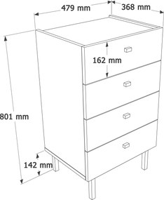 Συρταριέρα Λευκό FLOTAOS 47.9x36.8x80.1