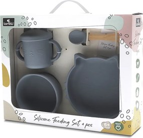 SILICONE FEEDING SET 4PCS NATURAL GREY